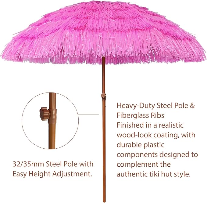 AMMSUN 7.5ft Hula Thatched Hawaiian Tiki Patio Beach Umbrella - Image 3