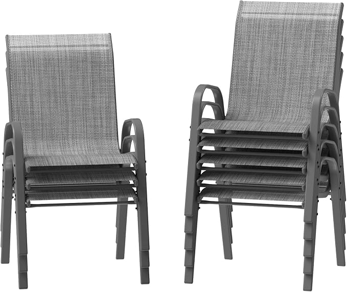 Amopatio Patio Chairs Set of 8, Outdoor Stackable Dining Chairs by Amopatio
