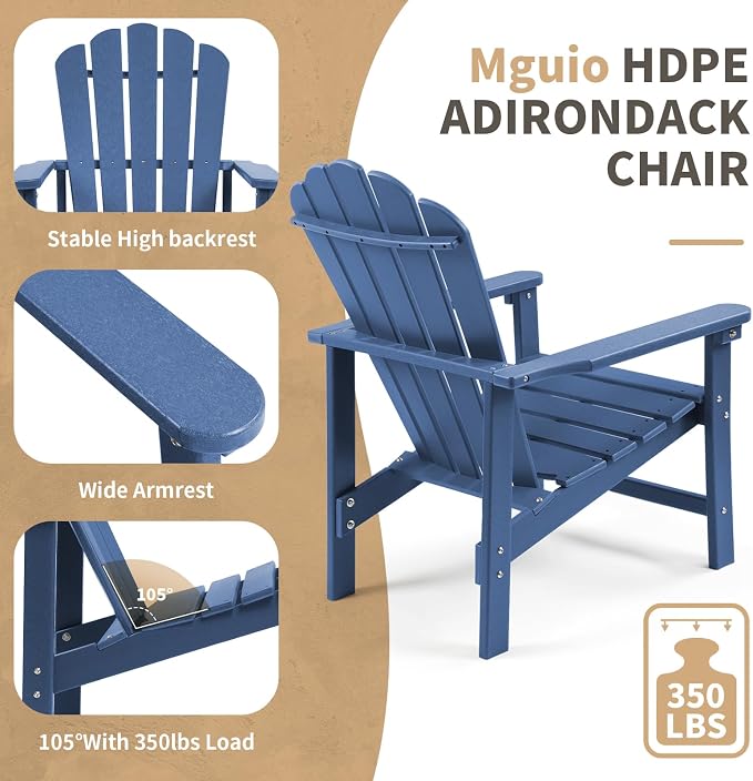 Oversized Stackable Adirondack Chair, HDPE All-Weather Fire Pit Chair | - Image 7