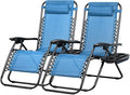 Nazhura Set of 2 Relaxing Recliners Patio Chairs Adjustable Steel Mesh Zero by NazhuraGoodCompanionAtHome