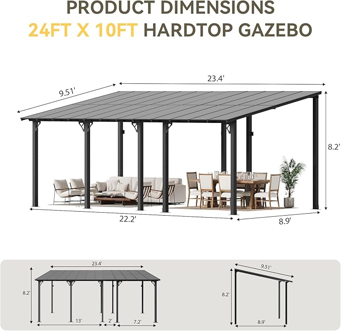 Aoxun 24’x10’ Gazebo for Patio, Gazebo Pergola - Image 2