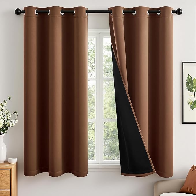 MIULEE 100% Blackout Curtains for Bedroom 40x45 Inch Length Mocha Brown | 2 by MIULEE