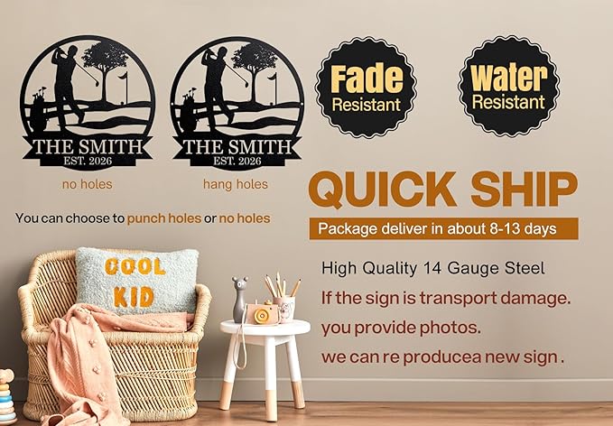 Personalized Golf Metal Sign - Custom Name Golf Wall Art - Unique Gift for Golfers - Man Cave & Golf Room Decor - Golf Room Decor Custom Name Sign