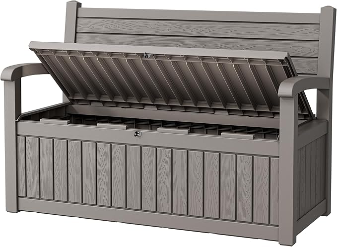 80 Gallon Outdoor Storage Bench Waterproof, Storage Outdoor Porch Bench Doubles by Unknown