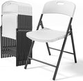 Bonnlo 10-Pack White Plastic Folding Chairs, Portable Seat by Bonnlo