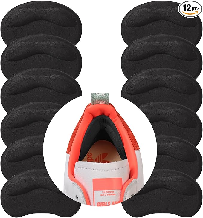 6 Pairs Heel Pads Cushion Inserts for Loose Shoes, Heel Grips & Liners for Men Women – Protectors Against Blisters, Heel Pain, Slipping & Friction(Black)