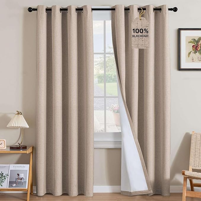 H.VERSAILTEX Linen Curtains 100% Blackout Curtains by HVERSAILTEX