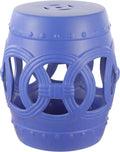 JONATHAN Y Lucky Coins 16" Ceramic Garden Stool Side Table, Matte Blue | by JONATHANY