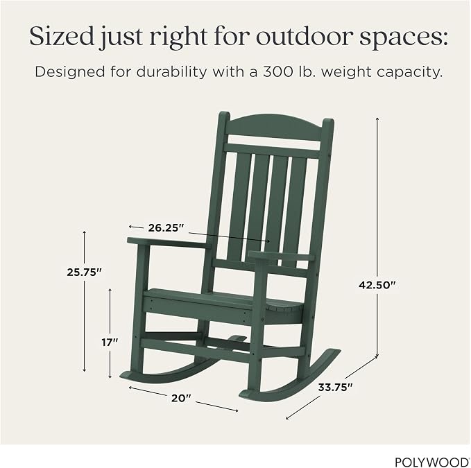 POLYWOOD Presidential Rocking Chair in Green - Image 2