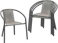 4 Pack Indoor-Outdoor Patio Stackable Rattan Chairs, Restaurant Bistro Wicker by TANGJEAMER