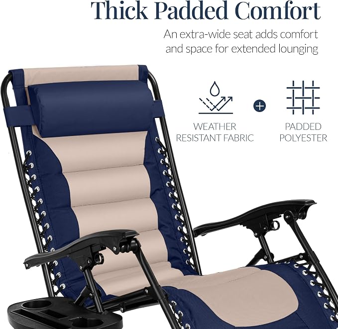 Best Choice Products Oversized Padded Zero Gravity Chair, Folding Outdoor Patio - Image 5