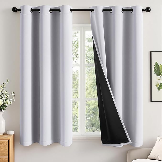 MIULEE Greyish White 40x54 Inch Length Blackout Curtains by MIULEE