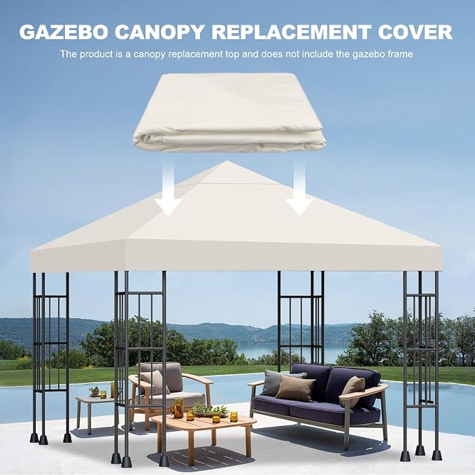 10x10 Gazebo Canopy Replacement Top, 300D High-Density Waterproof Single Layer - Image 5