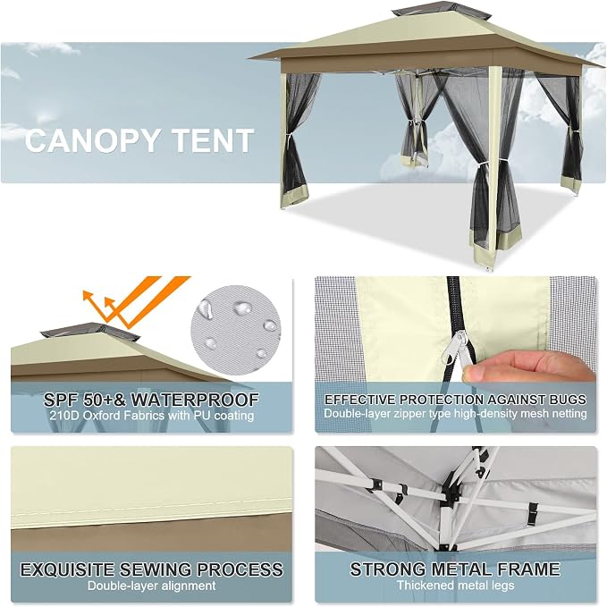 COBIZI 12x12 FT Pop up Gazebo on Clearance Canopy Tent, Carpas para Patio - Image 4