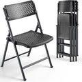 Black Folding Chairs 4-Pack, Breathable Plastic by HomePage