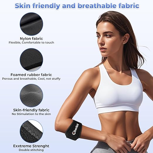Tennis & Golfer's Elbow Brace for Men & Women with Tendonitis & Elbow Pain Relief - Adjustable Strap & Compression Pads, Arm Forearm Support Band - Rose Red 1 Pack