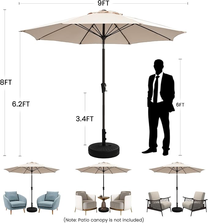 Ayge Patio Umbrella 9 FT Outdoor Table Umbrella Fiberglass - Image 8