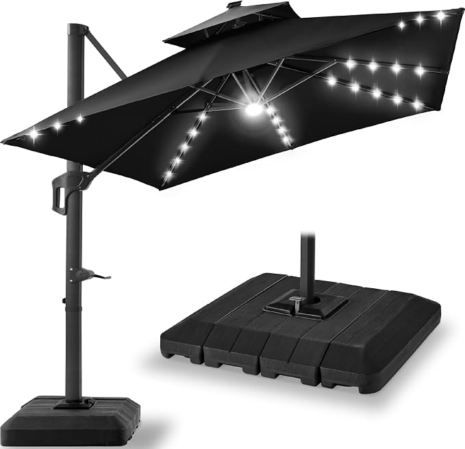 Best Choice Products 9x12ft LED Cantilever Patio Umbrella w/Base Included & by Unknown