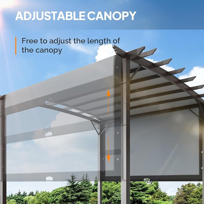 VINGLI 9'x 12' Outdoor Retractable Pergola Canopy - Image 4