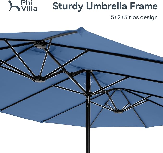 PHI VILLA 15ft Large Outdoor Patio Umbrella - Image 7