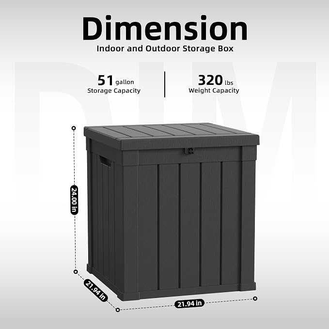 DRATO 51 Gallon Outdoor Storage Box Waterproof, Lockable Resin Deck Box - Image 2