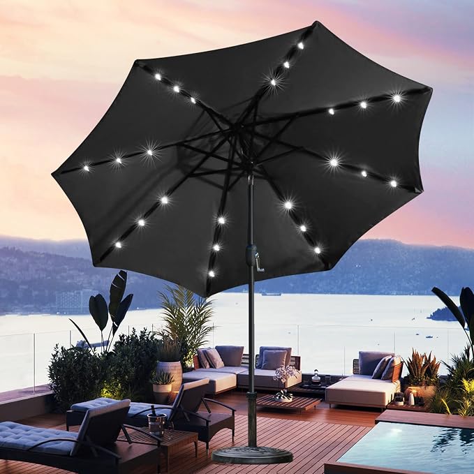 Sunnyglade 9' Solar LED Patio Umbrella, 8 Ribs, Tilt & Crank | 9Ft Patio - Image 5