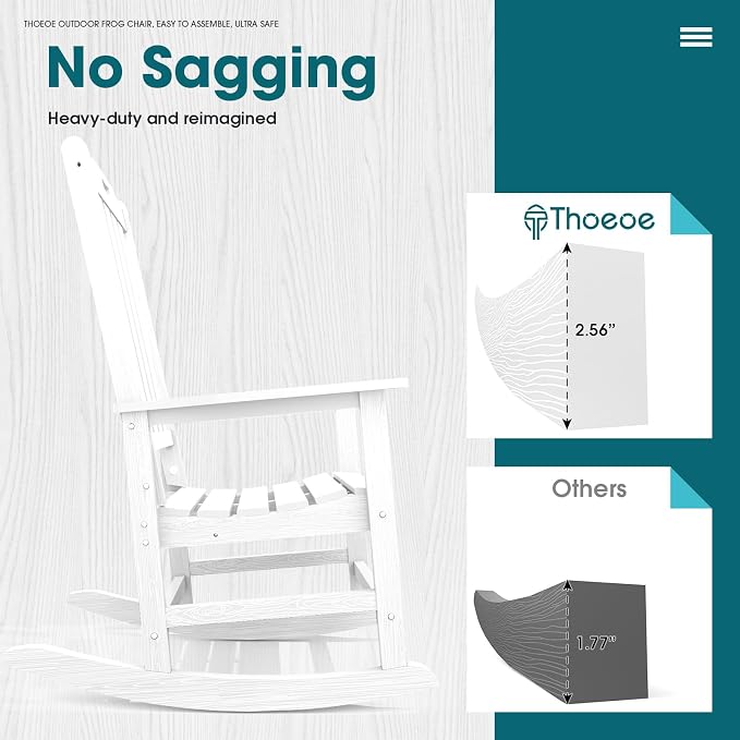 THOEOE Outdoor Rocking Chairs, Oversized Patio Rocking Chair | HDPE Outdoor - Image 7