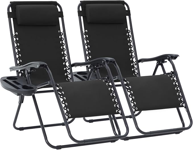 JEAREY Zero Gravity Chairs 2 Set, Adjustable Patio Recliners, Steel Frame by JEAREYOutdoorsCollection