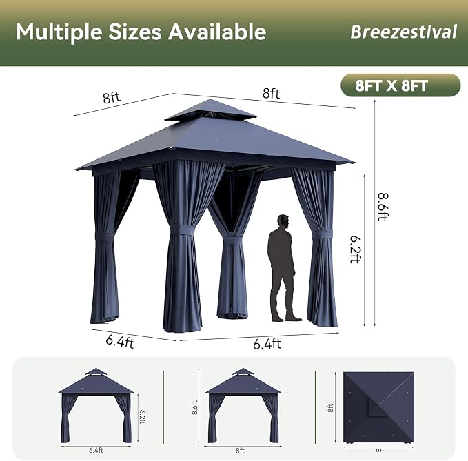 8'x8' Gazebo, Metal Frame Canopy - Image 2