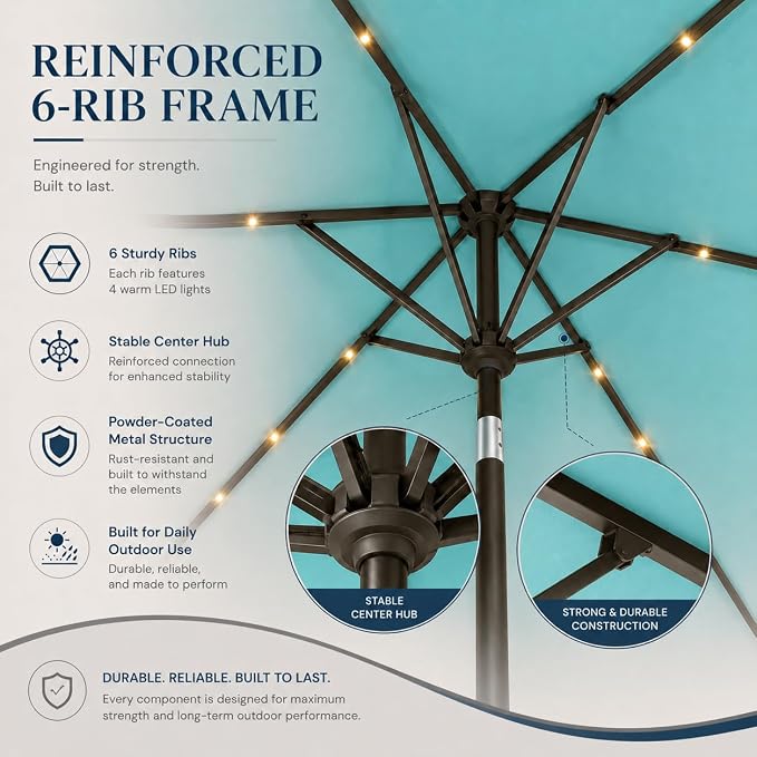 6.5 x 10ft Rectangular Patio Umbrella - Image 4