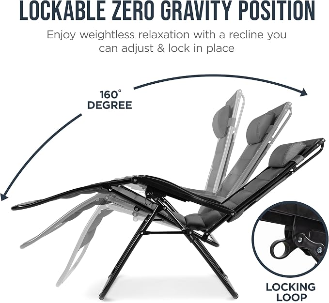 Best Choice Products Oversized Padded Zero Gravity Chair w/Canopy Headrest Cup - Image 7