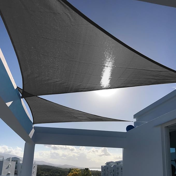 SUNNY GUARD Custom Size 17'x29'x29' Graphite Grey Sun Shade Sail Triangle UV by SUNNYGUARD