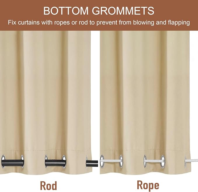 RYB HOME 2 Panels Outdoor Curtains - Image 3
