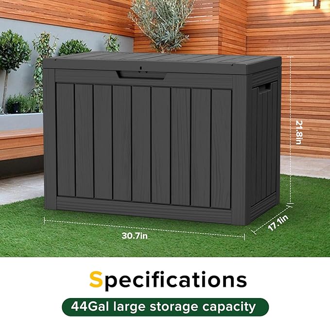 44 Gallon Outdoor Deck Box, Lockable Waterproof Outdoor Storage Boxes - Image 3
