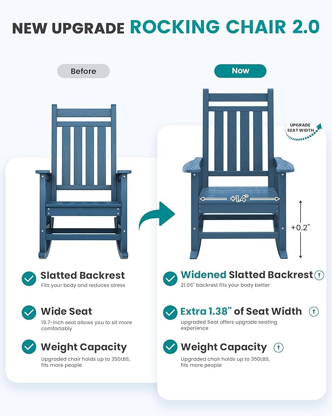 SERWALL Outdoor Rocking Chair Set of 6, Patio Rocking Chairs - Image 6
