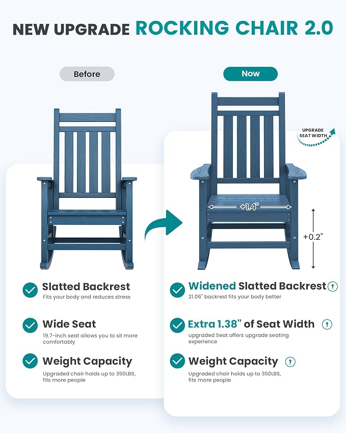 SERWALL Outdoor Rocking Chair Set of 8, Patio Rocking Chairs - Image 5