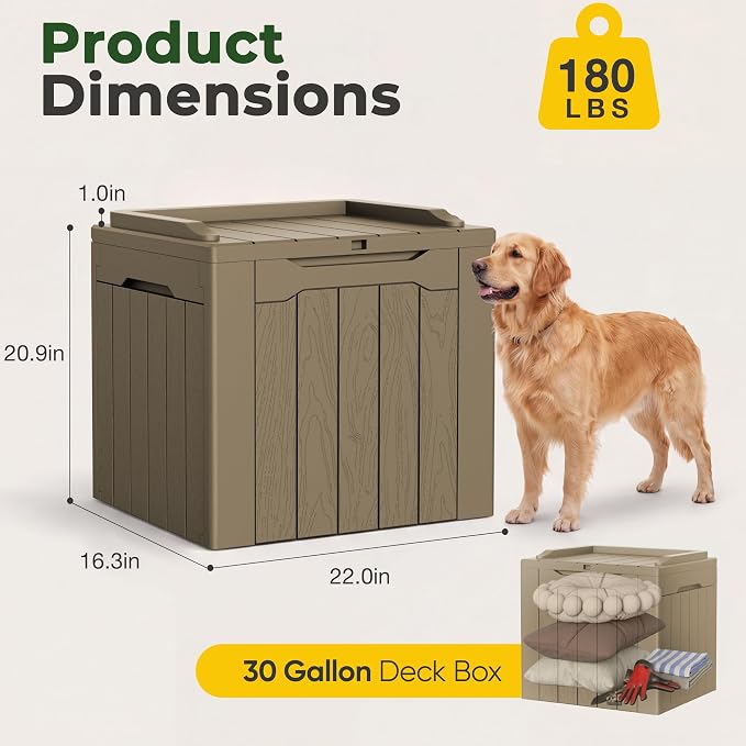 Flamaker Deck Box 31 Gallon Waterproof Resin Small Storage Box - Image 5
