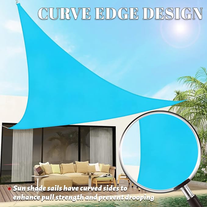 Sun Shade Sail 10'x18'x20.6' Turquoise Blue Triangle Custom Size | 95% UV Block - Image 3