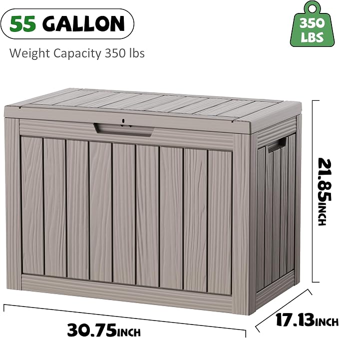 DRATO 55 Gallon Outdoor Storage Box Waterproof, Lockable Resin Deck Boxes | - Image 2