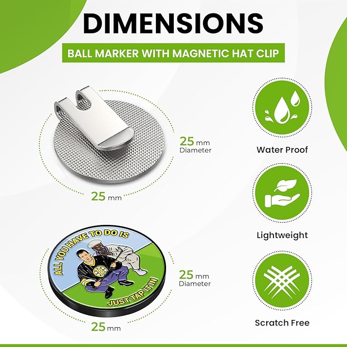 Ultimate Happy and Chubbs Gilmore Golf Ball Marker and Magnetic Hat Clip - Premium Golf Accessories | Enhance Your Golfing Experience with Precision Stamp Markers and Alignment Tools