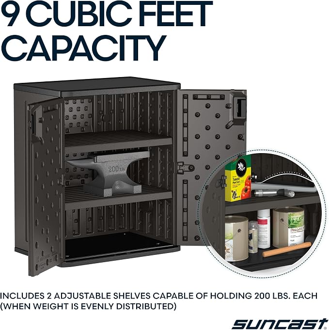 Suncast 30" Heavy-Duty Resin Outdoor Storage Cabinet, Dark Gray - Image 6