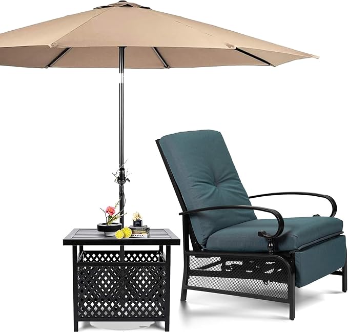 SUNCROWN Outdoor Recliner Chairs Patio Adjustable Relaxing Chair Outdoor Metal by HOME