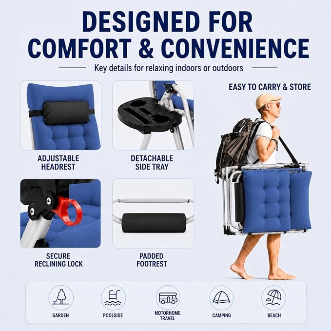 Yaheetech 29" Zero Gravity Chair Adjustable, - Image 4
