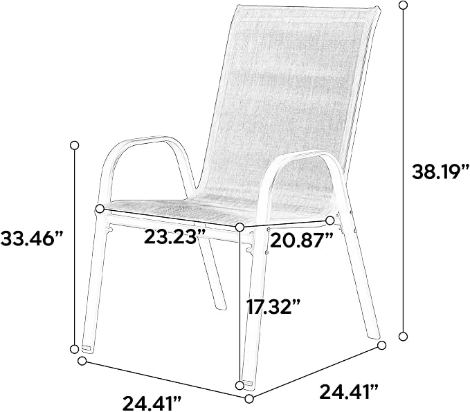 Patio Chairs Set of 4, Stacking Patio Chairs - Image 3
