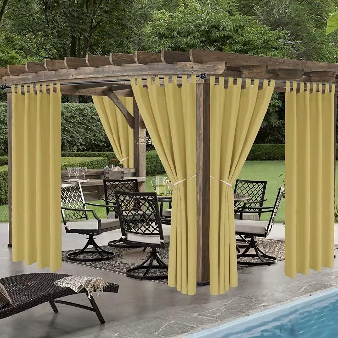 LORDTEX Indoor/Outdoor Curtains Waterproof Tab Top Patio Curtains | Sun - Image 4
