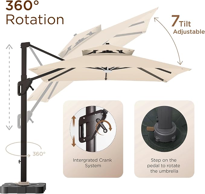Deconk 10' X 13' Patio Cantilever Outdoor Umbrella - Image 5