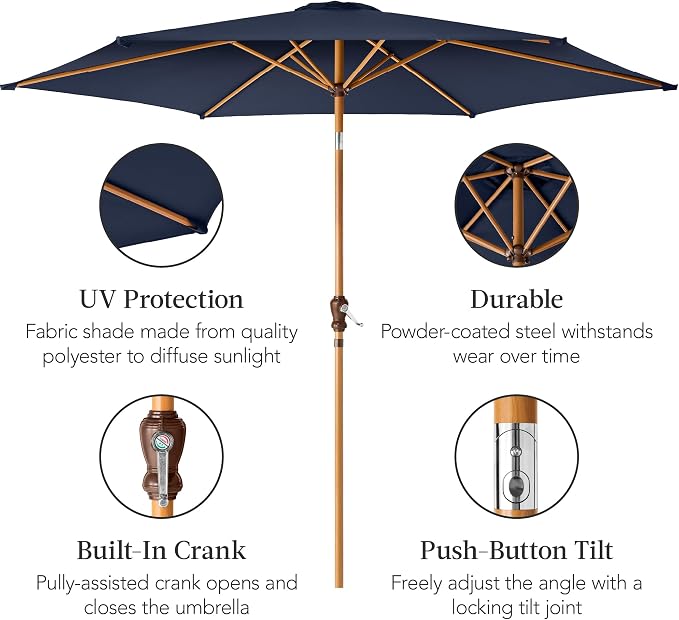 Best Choice Products 10ft Market Umbrella, Outdoor Sun Shade - Image 6