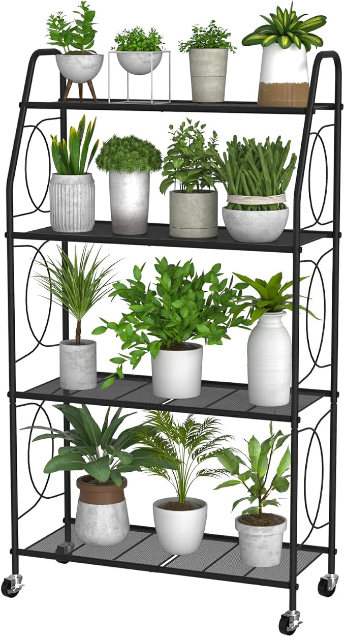VyGrow 4 Tier Plant Stand with Wheels, Plant Shelf by VyGrow