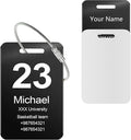 Customized Stainless Steel Luggage Tags: Personalize Your Suitcases, Backpacks, and Bags with Your Text - Custom Initial Text Name ID,Number 2"x3.3"