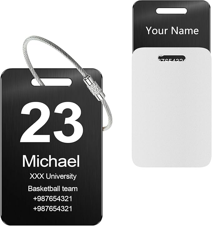 Customized Stainless Steel Luggage Tags: Personalize Your Suitcases, Backpacks, and Bags with Your Text - Custom Initial Text Name ID,Number 2"x3.3"(4 Pack)